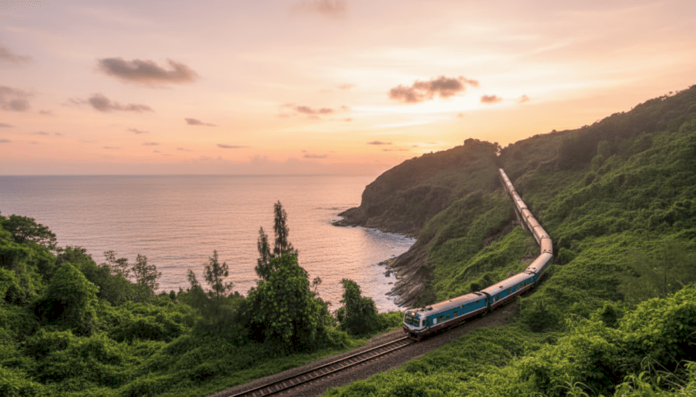 For photography lovers, the contrast between the steel railway, lush landscape, and glistening sea creates perfect compositions